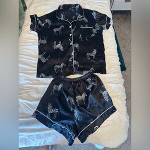 Black Zebra Print Pajama Set
